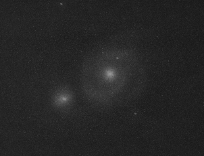 Simulierter visueller Eindruck von M51 im 8" Teleskop